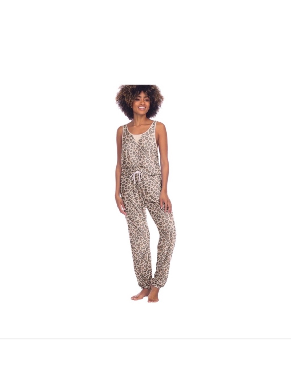 NEW Honeydew Intimates Beige & Brown Leopard Tank Jumpsuit